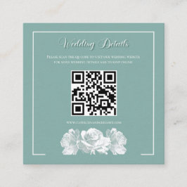 Sage Green Calligraphy QR Info Wedding Begleitkarte