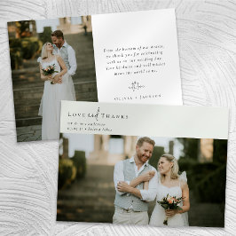 Sage Green Calligraphy Script Foto Wedding Dankeskarte