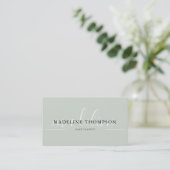 Sage Green Calligraphy Script QR-Code Visitenkarte (Stehend Vorderseite)