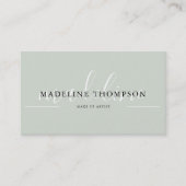 Sage Green Calligraphy Script QR-Code Visitenkarte (Vorderseite)
