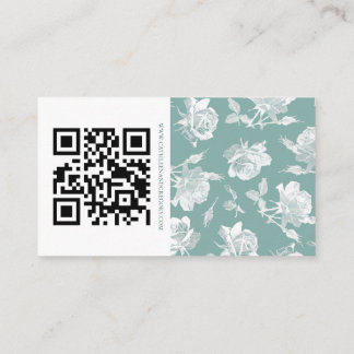 Sage Green Calligraphy Script QR Info Wedding Begleitkarte