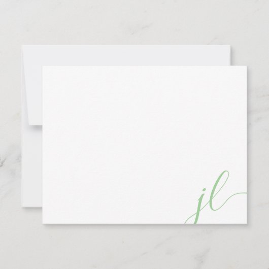 Sage Green Calligraphy Script Two Initials Mitteilungskarte (Vorderseite)