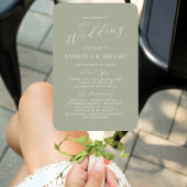 Sage Green Calligraphy Script Wedding Program Fächer