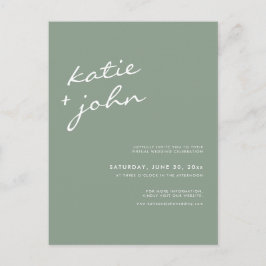 Sage Green Calligraphy Virtual Wedding Einladungspostkarte