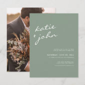 Sage Green Calligraphy Virtual Wedding Einladungspostkarte (Vorne/Hinten)