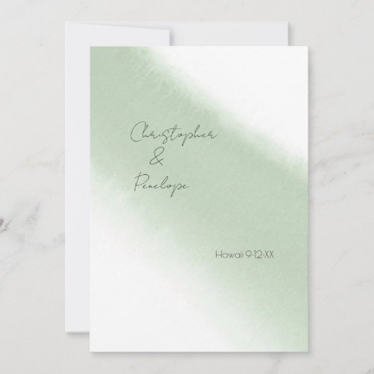 Sage Green Calligraphy Wasserfarbe Save the Date Einladung (Vorderseite)