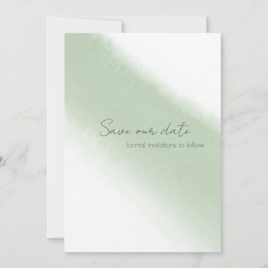 Sage Green Calligraphy Wasserfarbe Save the Date Einladung (Rückseite)