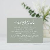 Sage Green Calligraphy Wedding Enclosure Card Einladung (Stehend Vorderseite)