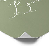 Sage Green Calligraphy Wedding Guest Book Sign Poster (Ecke)