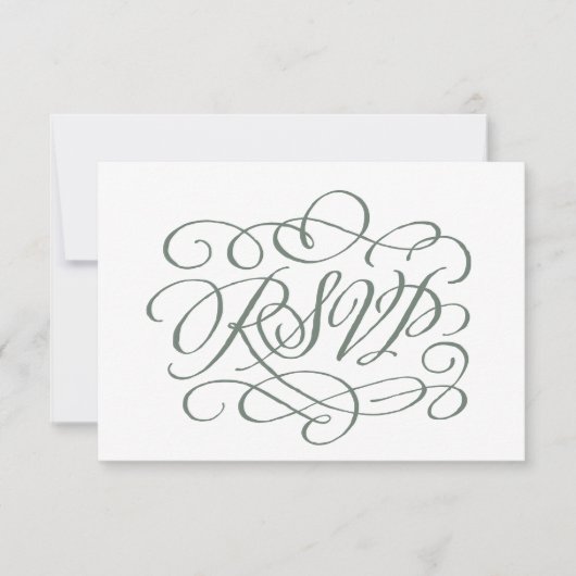 Sage Green Calligraphy Wedding Meals RSVP Card (Vorderseite)