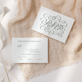 Sage Green Calligraphy Wedding Meals RSVP Card Dankeskarte