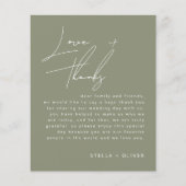 Sage Green Calligraphy Wedding Reception Card (Vorderseite)