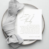 Sage Green Calligraphy Wedding Reception Card