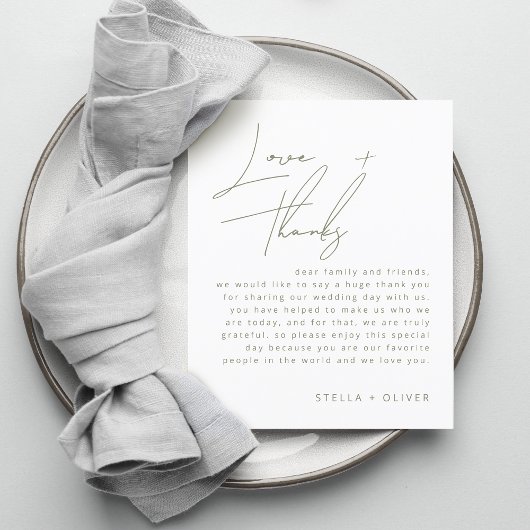 Sage Green Calligraphy Wedding Reception Card