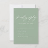 Sage Green Calligraphy Wedding Simple UAWG RSVP Karte (Vorderseite)