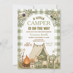 Sage Green Camping Ein kleiner Camper-Baby-Shower Einladung