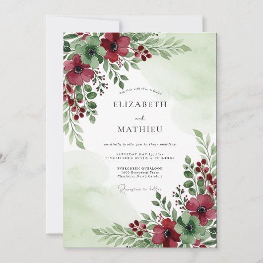 Sage Green Captivating Winter Wedding Einladung (Vorderseite)