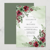 Sage Green Captivating Winter Wedding Einladung (Vorne/Hinten)