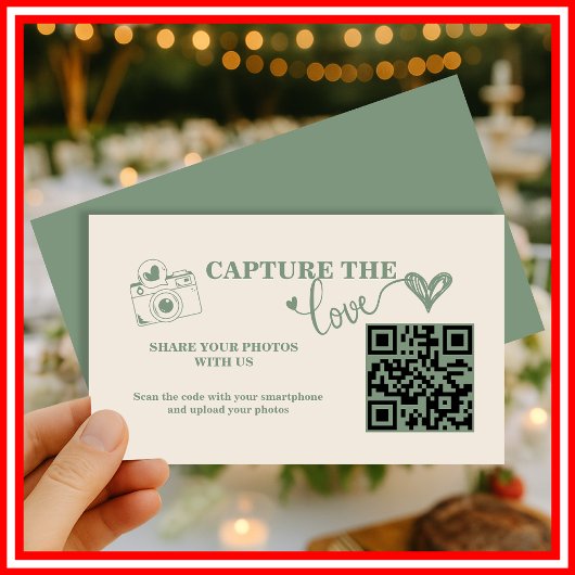 Sage Green Capture the Liebe QR Code Hochzeit Begleitkarte