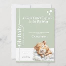 Sage Green Capybara Baby Shower Invitation Save The Date