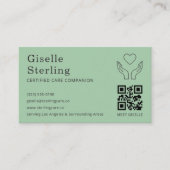 Sage Green Caregiver Zuhause Help QR Code Foto Visitenkarte (Vorderseite)