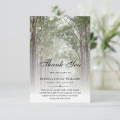 Sage Green Celebration of Life Funeral Forest Dankeskarte (Stehend Vorderseite)