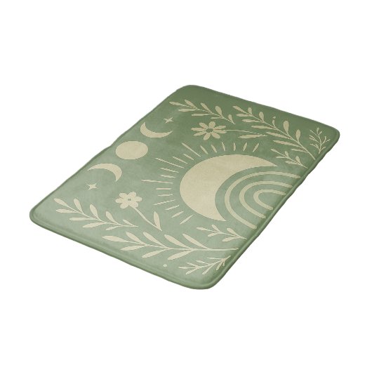 Sage Green Celestial Bath Mat Badematte (Schrägansicht)