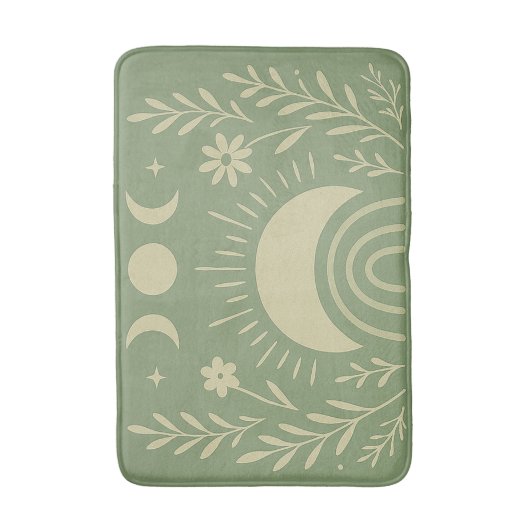Sage Green Celestial Bath Mat Badematte (Vorderseite Vertikal)