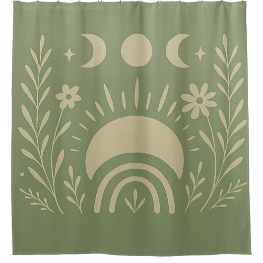 Sage Green Celestial Duschvorhang (Vorderseite)