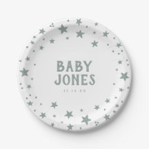 Sage Green Celestial Stars Baby Dusche