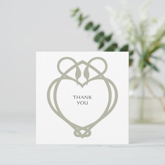 Sage Green Celtic Irish Swan Liebe Knot Wedding Dankeskarte (Stehend Vorderseite)