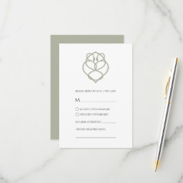 Sage Green Celtic Irish Swan Liebe Knot Wedding RSVP Karte
