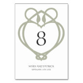 Sage Green Celtic Irish Swan Liebe Knot Wedding Tischnummer (Vorderseite)