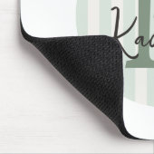 Sage Green Charcoal Custom Striped Circle Monogram Mousepad (Ecke)