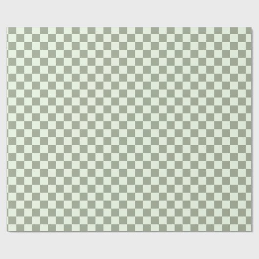 Sage Green Checker Checkerboard Checkered Retro Geschenkpapier (Flach)