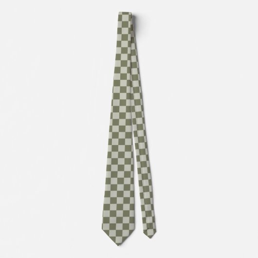 Sage Green Checkerboard Krawatte (Vorderseite)