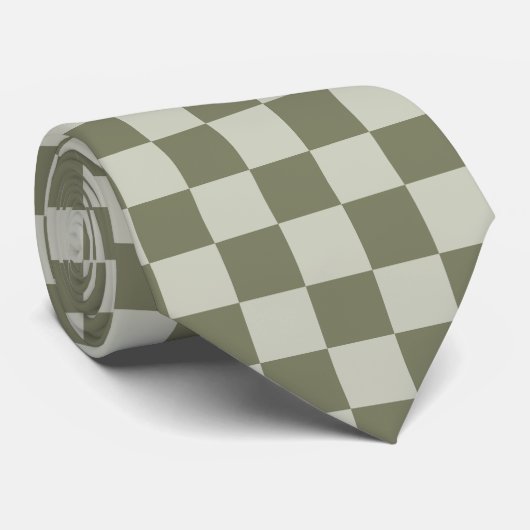 Sage Green Checkerboard Krawatte (Gerollt)