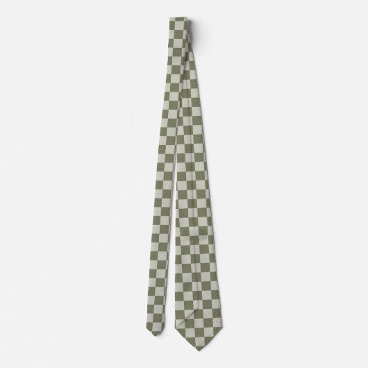 Sage Green Checkerboard Krawatte (Rückseite)