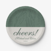 Sage Green Cheers Elegant Personalized Wedding Pappteller (Vorderseite)