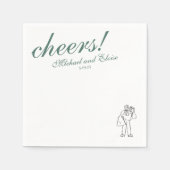 Sage Green Cheers Elegante Personalisiert Hochzeit Serviette (Vorderseite)