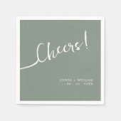 Sage Green Cheers Wedding Napkins Script Design Serviette (Vorderseite)
