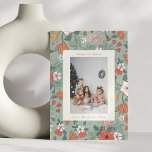 Sage Green Chic Botanical Custom Vertikal Foto Feiertagskarte<br><div class="desc">Sage Green Chic Botanical Custom Vertical Foto Holiday Card</div>