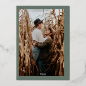 Sage green chic goldgelben Ampere und Namen Foto H Folieneinladung (Rückseite)