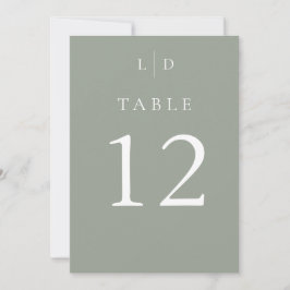 Sage Green Chic Monogram Wedding Tischnummern