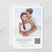 Sage Green Chic Script QR Code Foto Hochzeit Einladung (Rückseite)