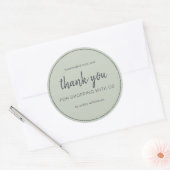 Sage Green Chic Script Thank You For Shopping Runder Aufkleber (Umschlag)