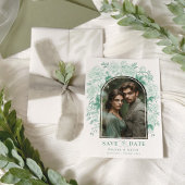 Sage Green Chinoiserie Bird Peel Save the Date Einladung