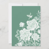 Sage Green Chinoiserie Bird Peel Save the Date Einladung (Rückseite)