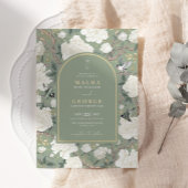Sage Green Chinoiserie Blumengarten Hochzeit Einladung