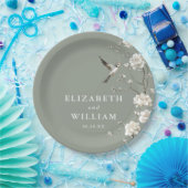 Sage Green Chinoiserie Blumengarten Hochzeit Pappteller (Party)